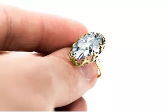 Циркон 14-кв Желтое золото Кольцо Винтаж стиль vrc253y